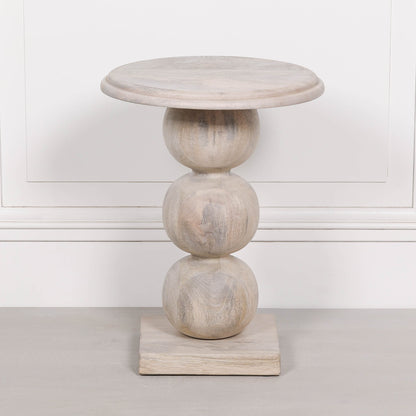 Blanchie Wooden Stacked Ball Side Occasional Table