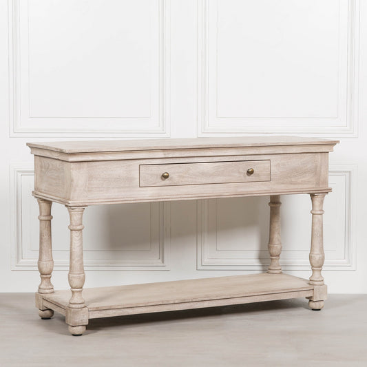 Acacia Wooden Console with Single Drawer