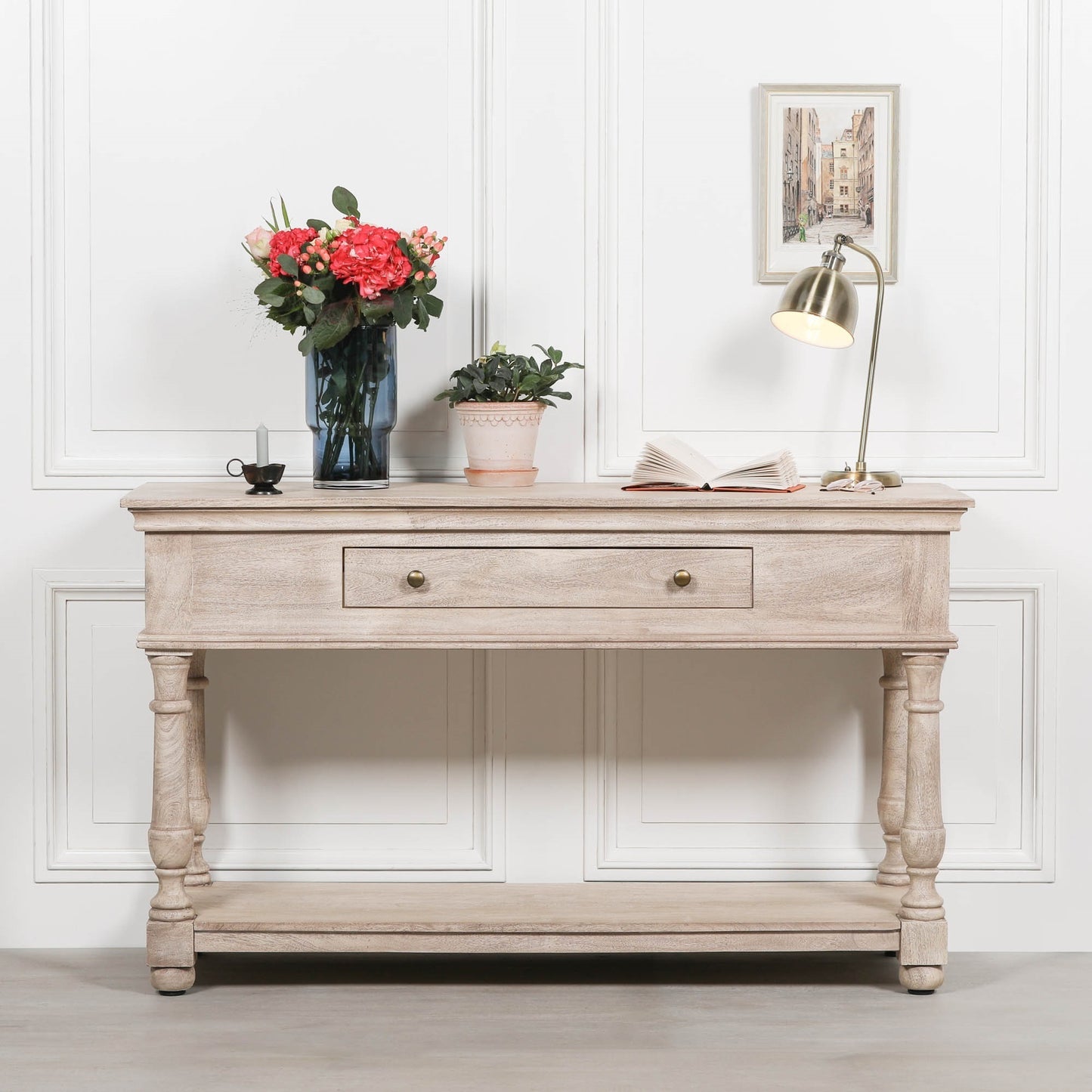 Acacia Wooden Console with Single Drawer