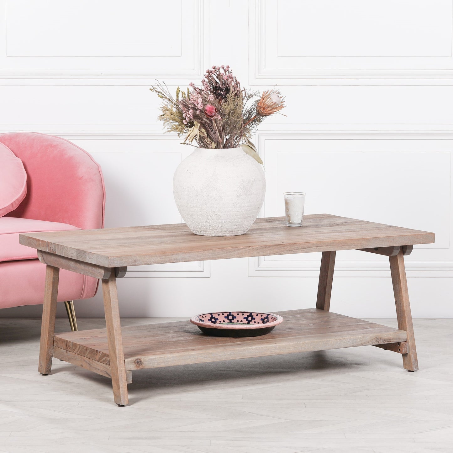 120cm Rustic Acacia Wooden A Frame Coffee Table