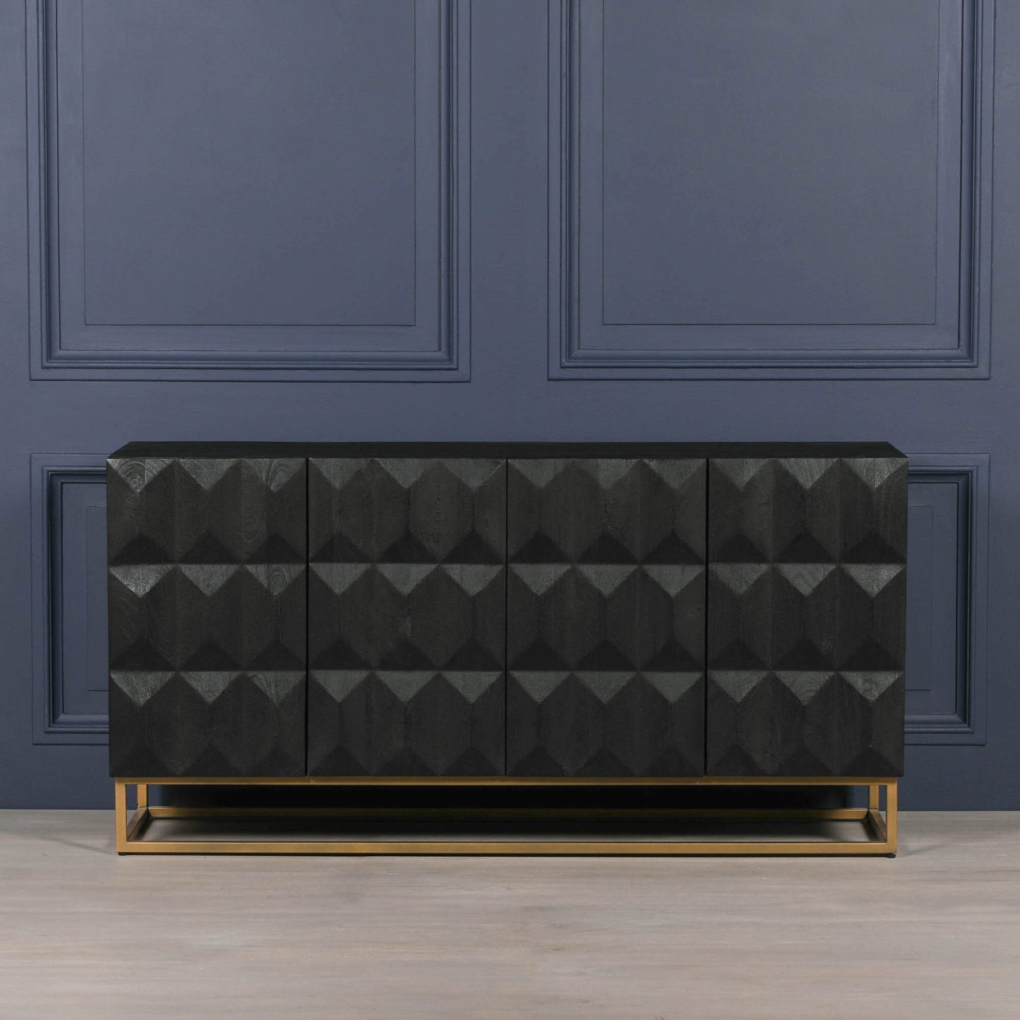 Black Wooden Diamond Pattern Sideboard