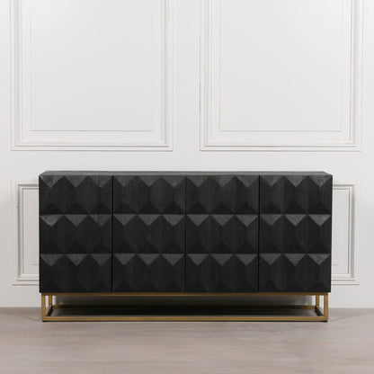 Black Wooden Diamond Pattern Sideboard