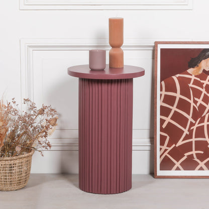 Ribbed Damson Round Side Occasional Table