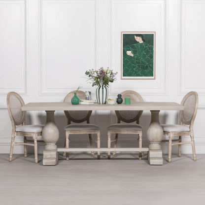 Blanche Wood Rustic Washed Rectangular Dining Table 210cm