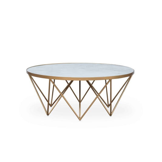 Crofton Round Coffee Table | White Marble Glass