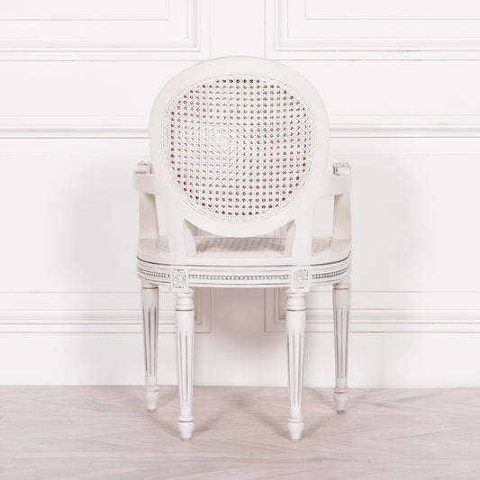 Off White Chateau Rattan Dining / Bedroom Arm Chair