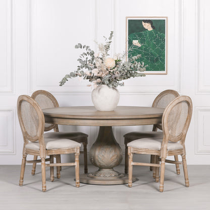 Rustic Light Wood 150cm Round Acorn Dining Table