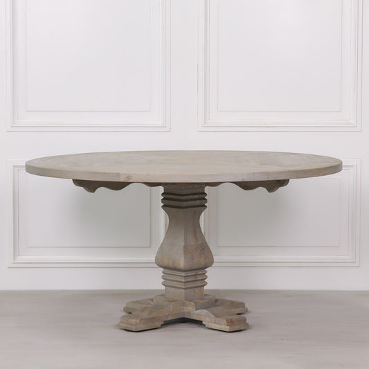 Rustic Wooden Round Pedestal Dining Table