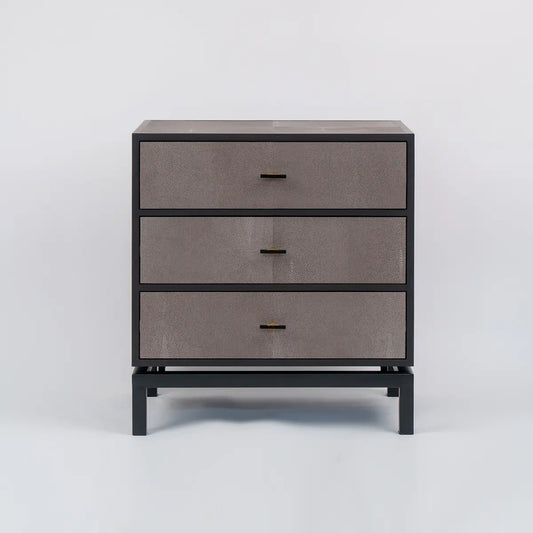 Bertie 3 Drawer Chest Grey Shagreen Leather