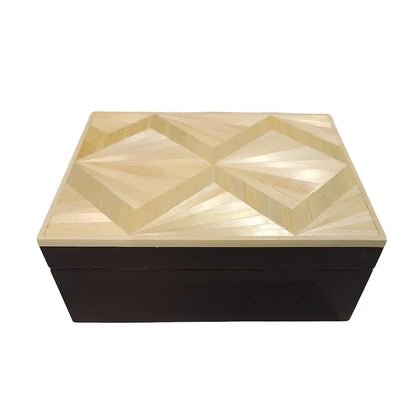 Straw Marquetry And Nickel Box