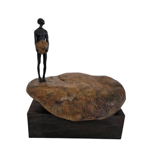 Bronze Figure On Rock Low