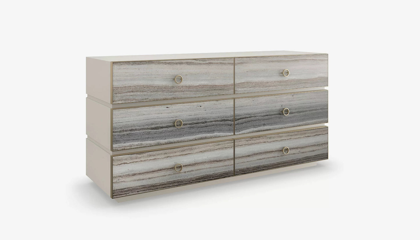 Bedrock Dresser in Gray sandstone & Almond Milk Finish