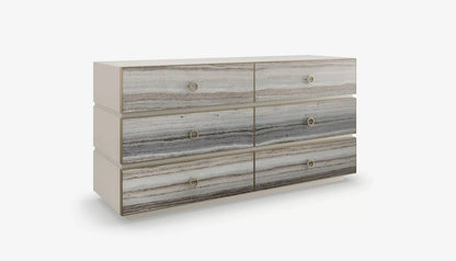 Bedrock Dresser in Gray sandstone & Almond Milk Finish