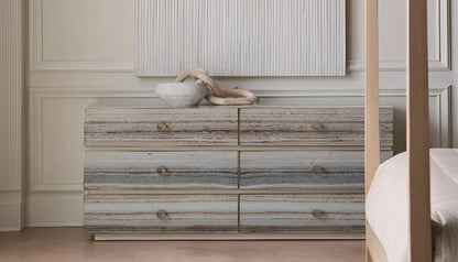 Bedrock Dresser in Gray sandstone & Almond Milk Finish