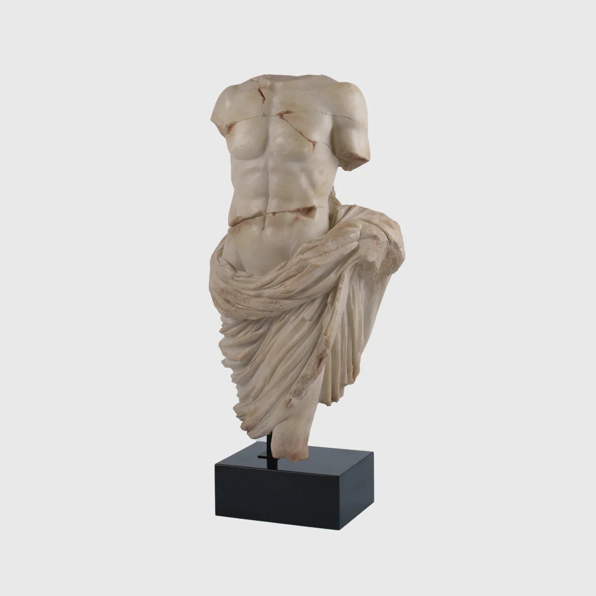 Decorative Marble Draped Torso with Black Marble Base