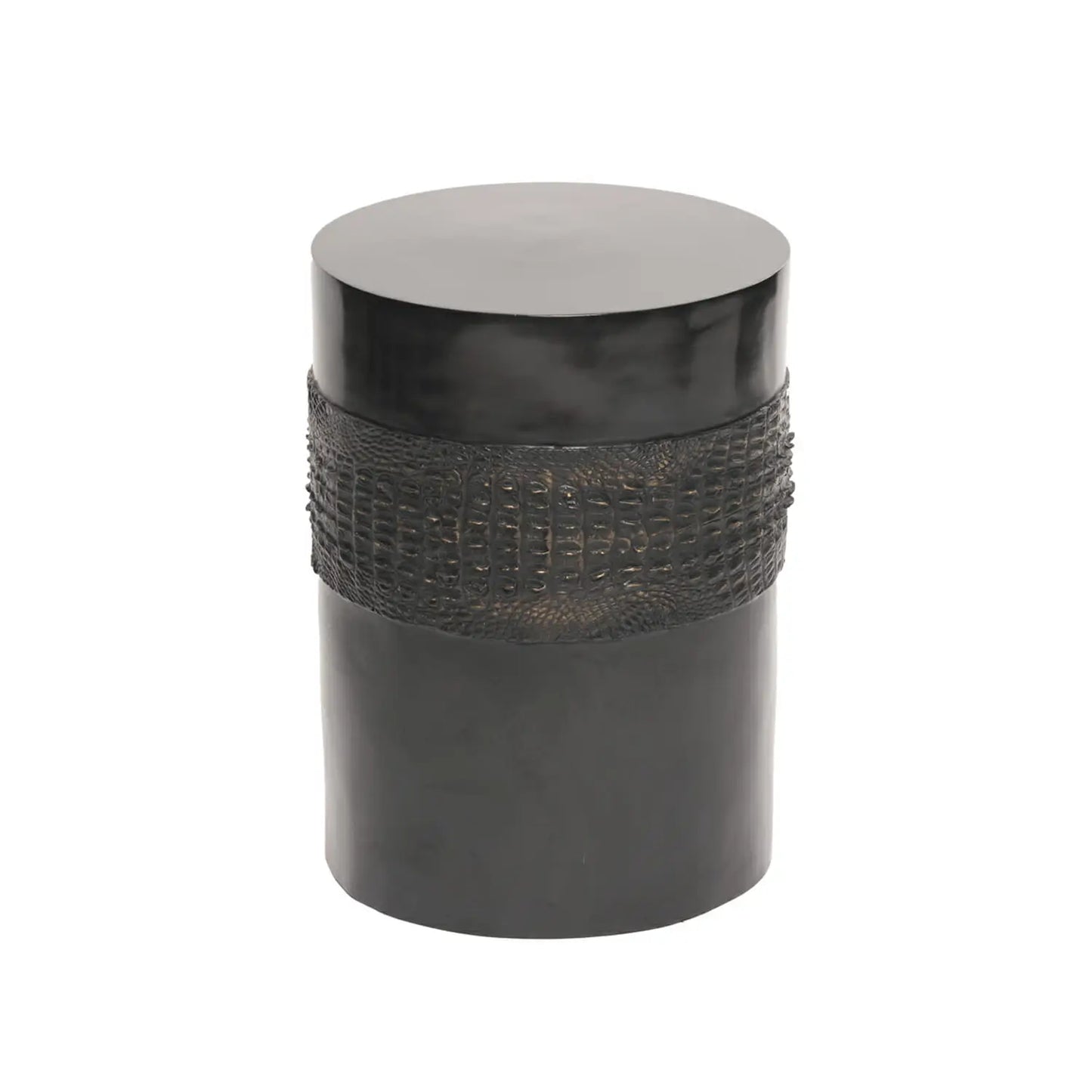 Crocodile Bronze Drum Stool