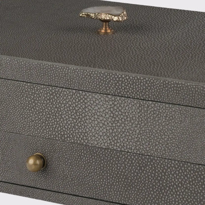 Treasure Box Grey Shagreen Leather