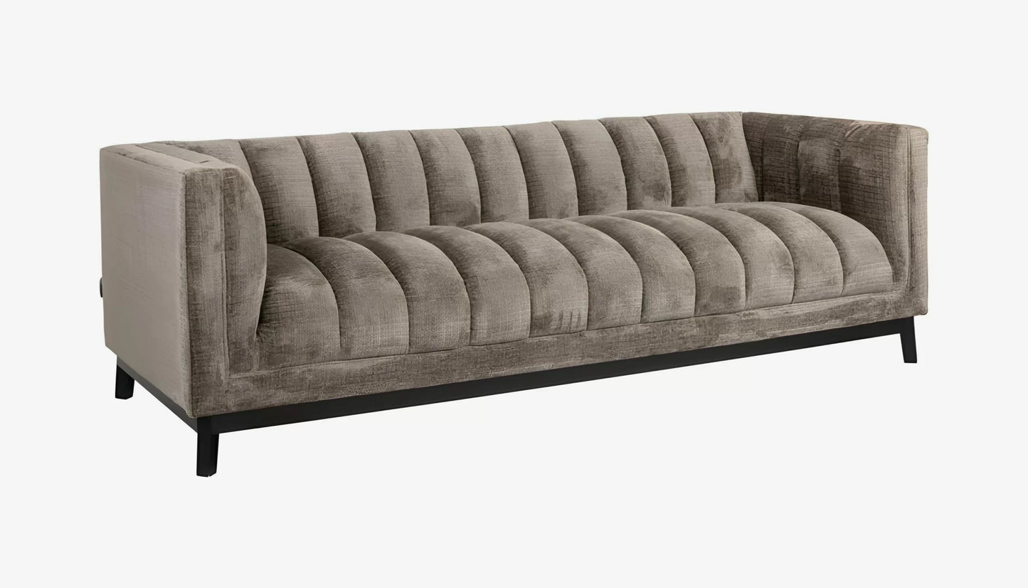 Beaudy 3 Seater Sofa in Stone Chenille & Black Legs