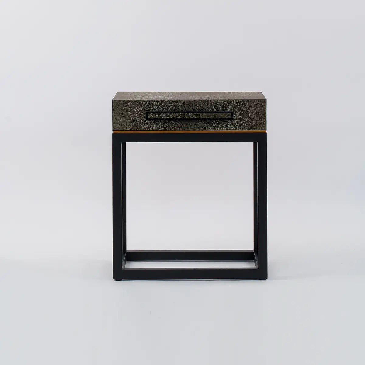 Linea D’Oro Side Table 1 Drawer Shagreen Leather