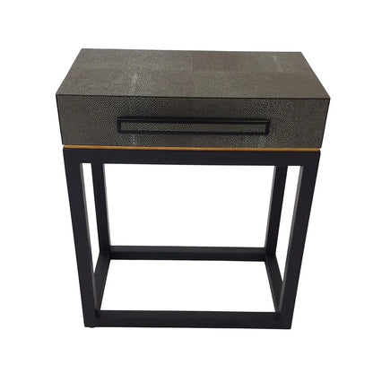 Linea D’Oro Side Table 1 Drawer Shagreen Leather