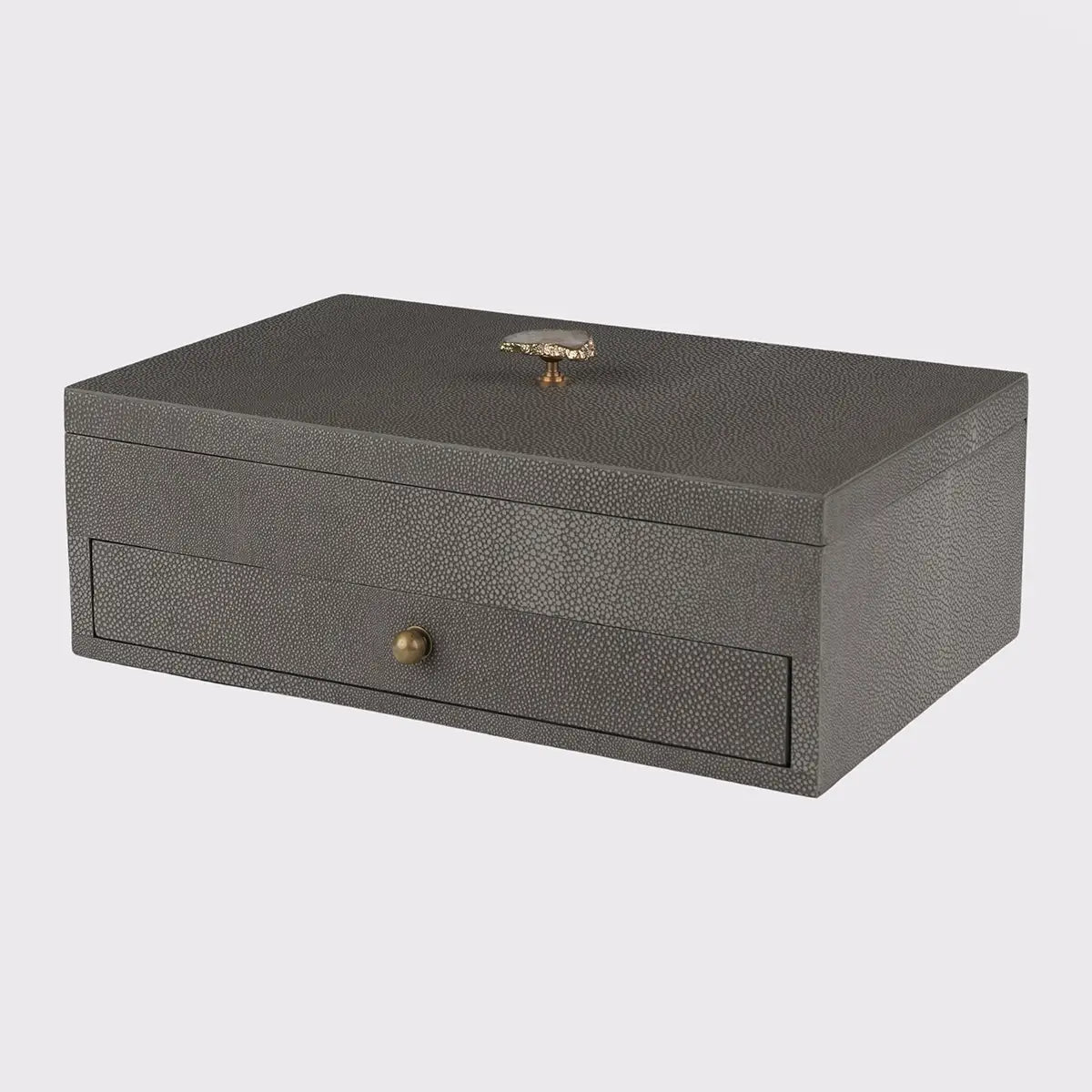 Treasure Box Grey Shagreen Leather