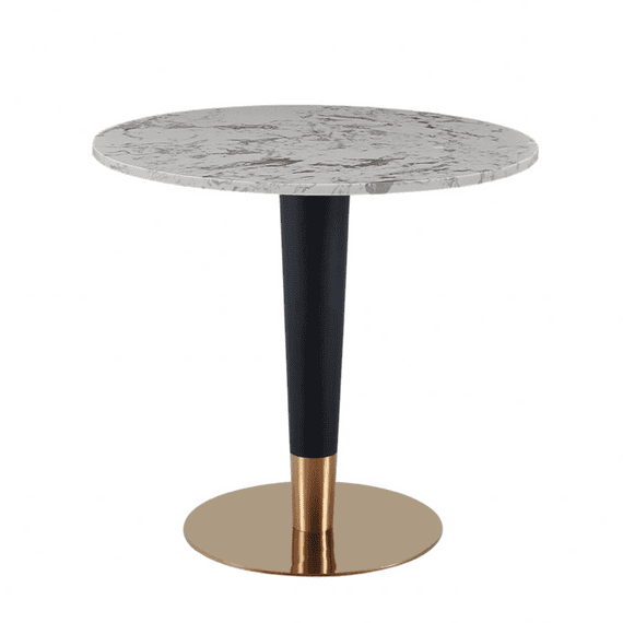 New White round Dining table Gold & Black leg