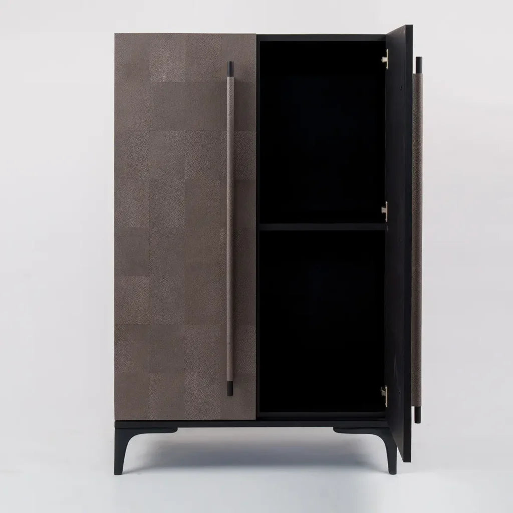 Luxe Armoire Grey Shagreen Leather