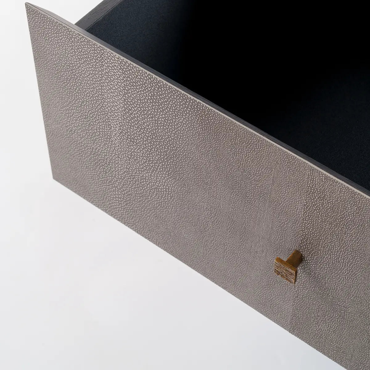 Arun Table Bronze Dorato 1 Drawer Grey Shagreen Leather