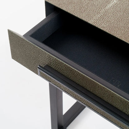 Linea D’Oro Side Table 1 Drawer Shagreen Leather