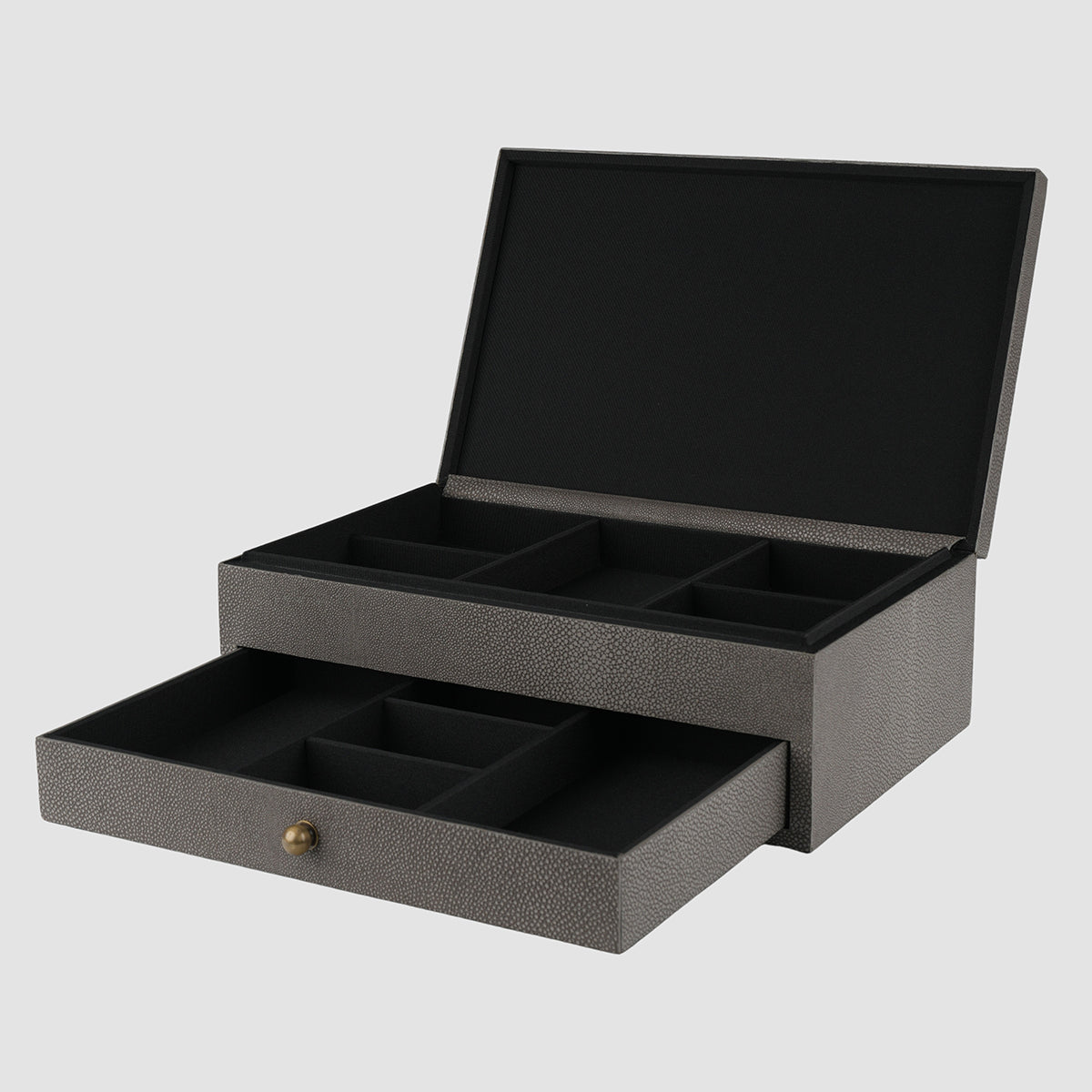 Treasure Box Grey Shagreen Leather