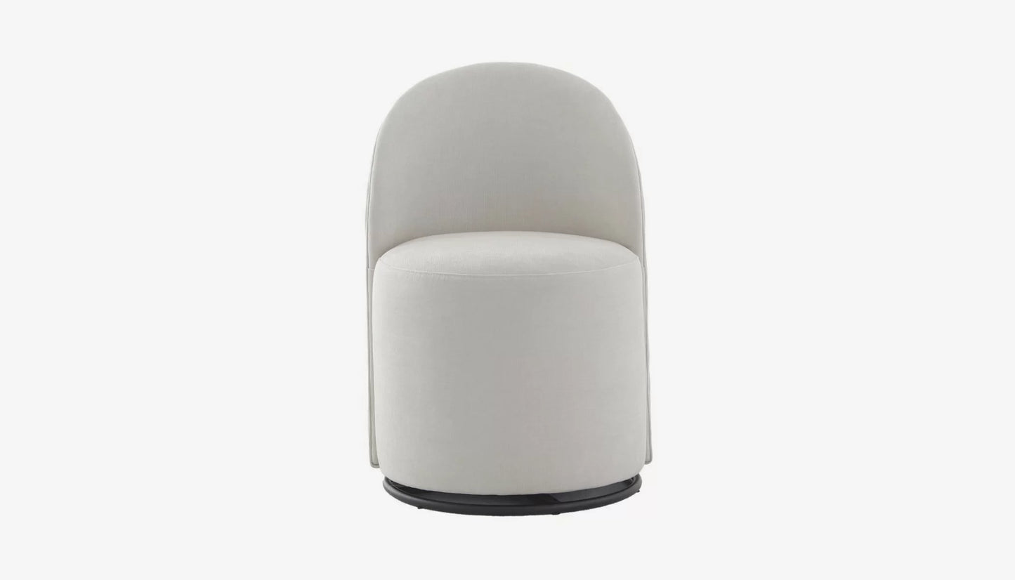 Savoy Swivel Dining Chair in Off-White Fabric