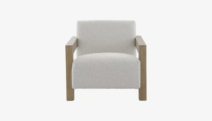 Abbey Accent Chair in Cream Boucle & Solid Oak Finish