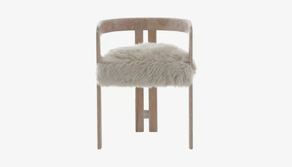 Baaarb Carver Dining Chair in Cream Sheepskin Fur & Solid Oak