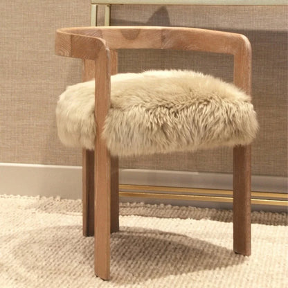 Baaarb Carver Dining Chair in Cream Sheepskin Fur & Solid Oak