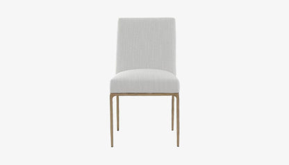 Sloane Dining Chair in Off-White Fabric & Brass Gold Legs