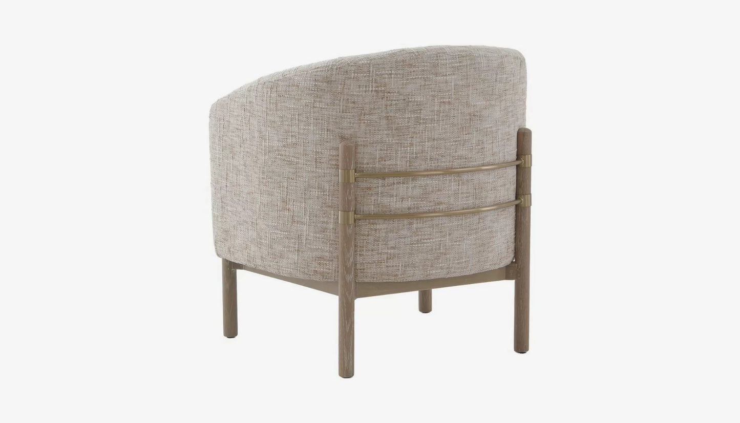 Banbury Accent Chair in Natural Cream Linen & Solid Oak Finish