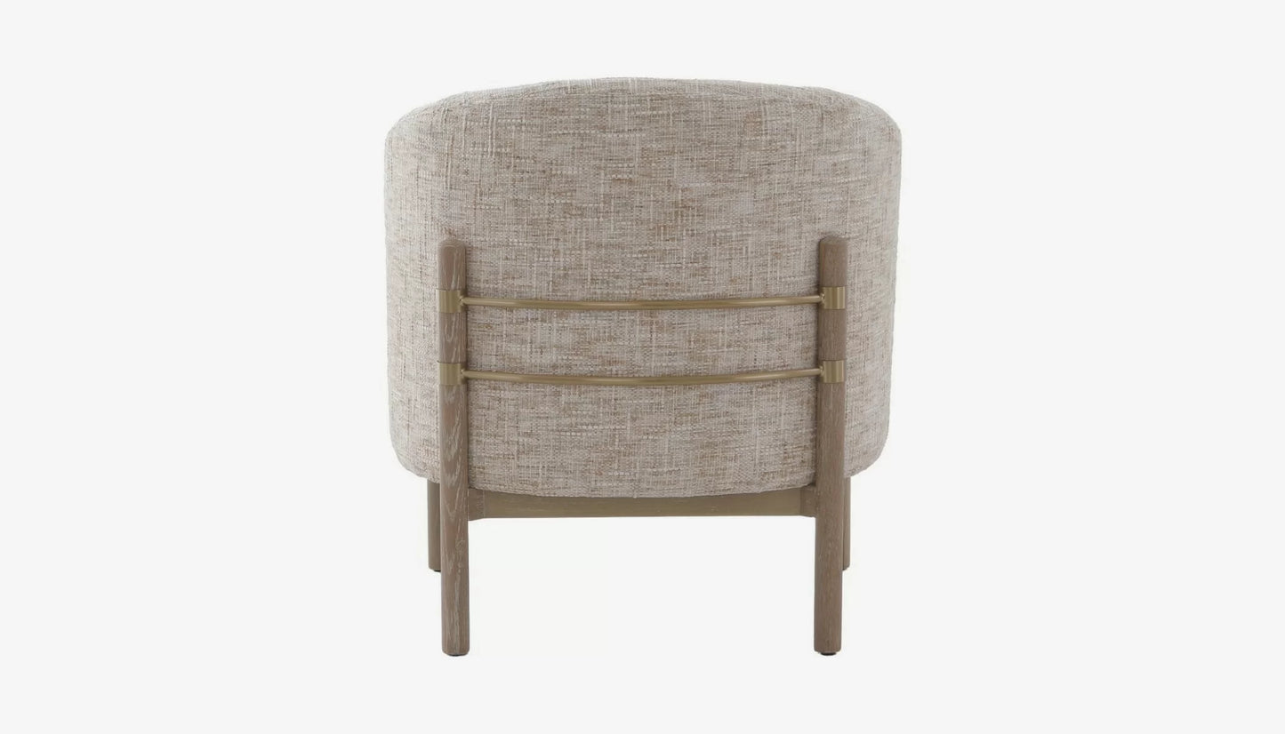 Banbury Accent Chair in Natural Cream Linen & Solid Oak Finish