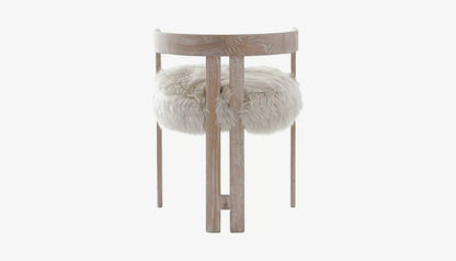 Baaarb Carver Dining Chair in Cream Sheepskin Fur & Solid Oak