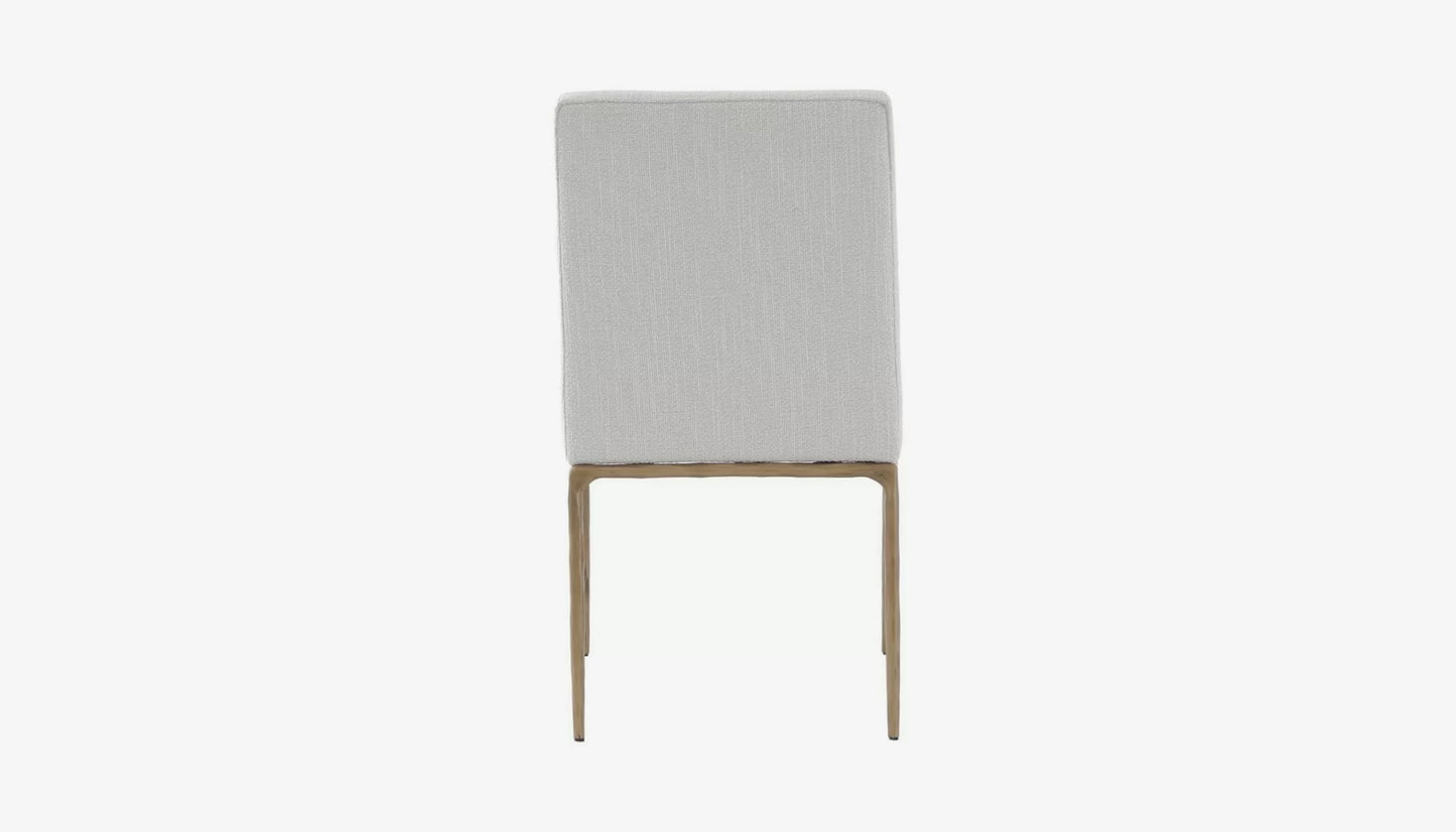 Sloane Dining Chair in Off-White Fabric & Brass Gold Legs