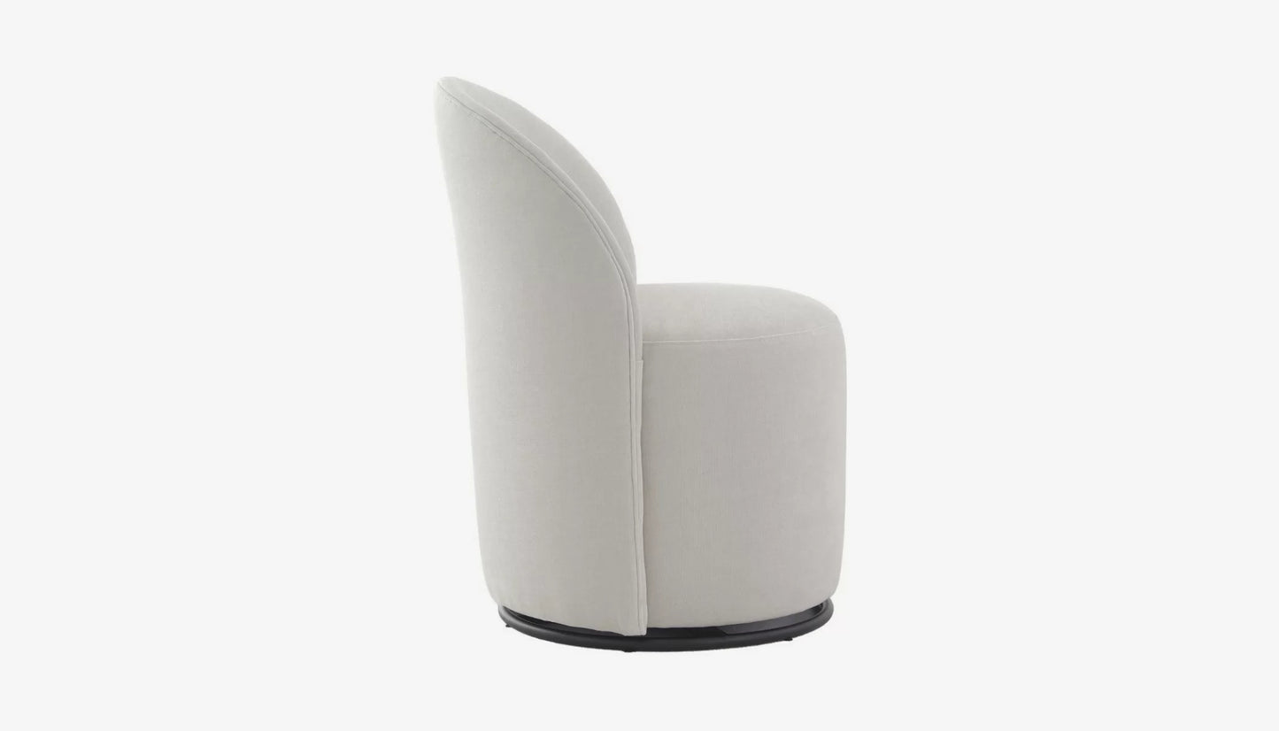 Savoy Swivel Dining Chair in Off-White Fabric