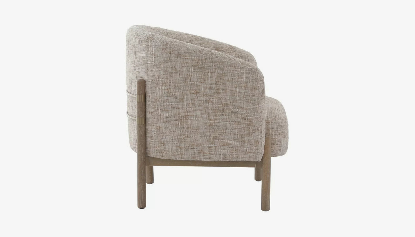 Banbury Accent Chair in Natural Cream Linen & Solid Oak Finish