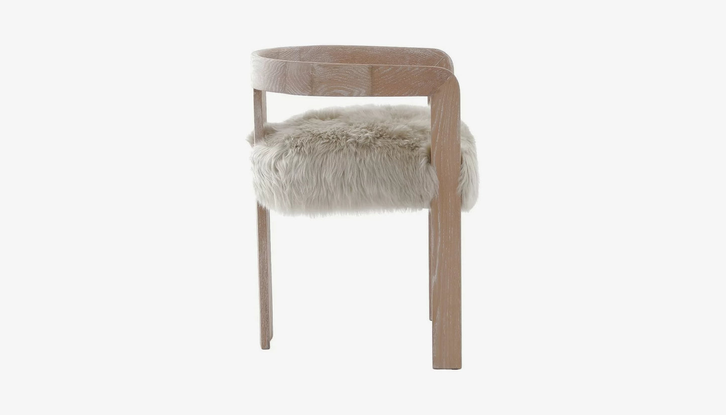 Baaarb Carver Dining Chair in Cream Sheepskin Fur & Solid Oak