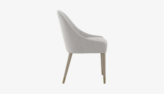 Bibury Dining Chair in Cream Fabric & Solid Wood Legs