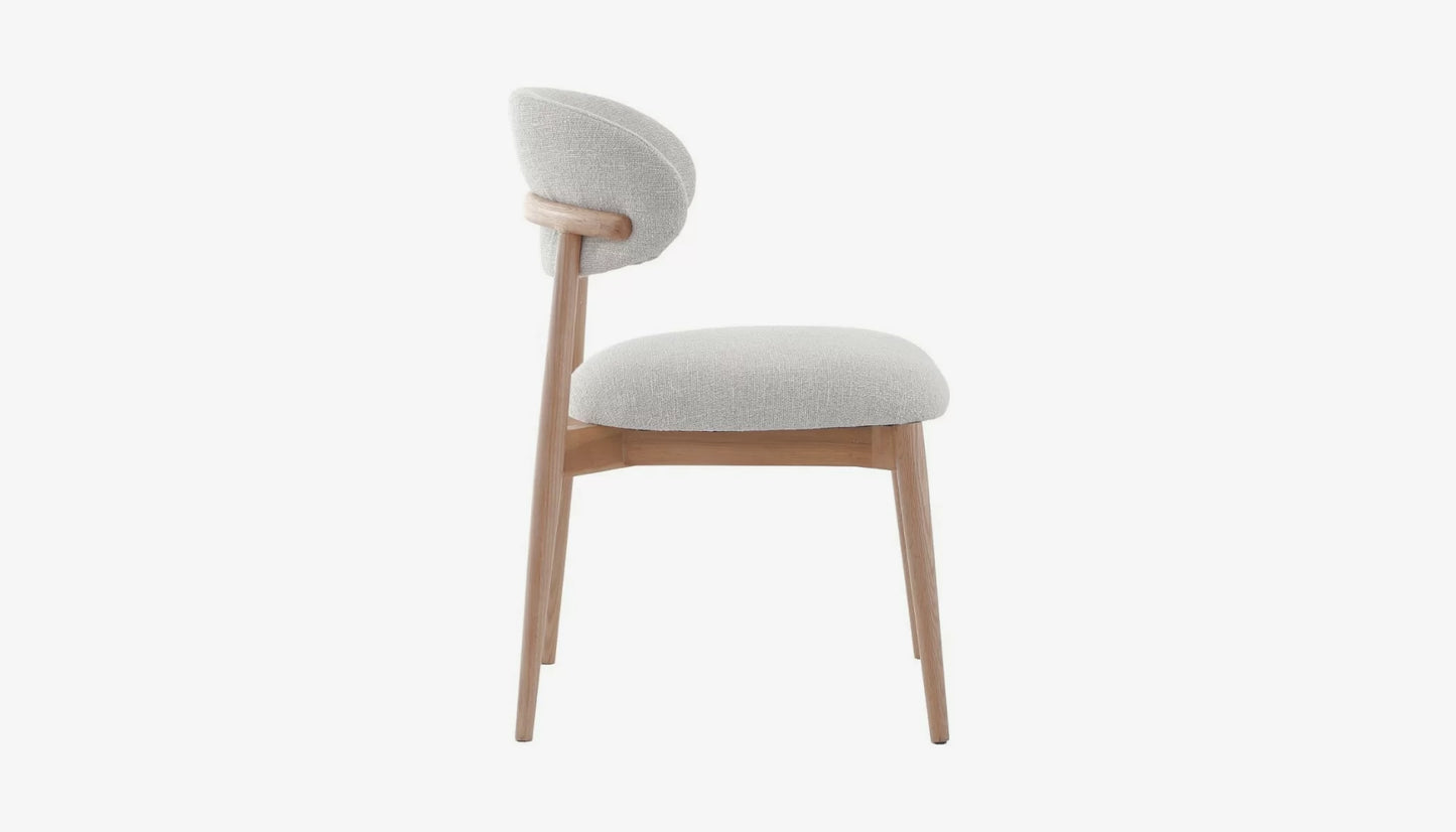 Blockley Dining Chair in Off-White Linen & Solid Oak Finish