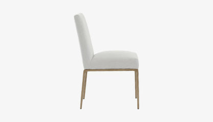 Sloane Dining Chair in Off-White Fabric & Brass Gold Legs