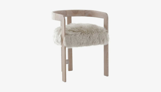 Baaarb Carver Dining Chair in Cream Sheepskin Fur & Solid Oak