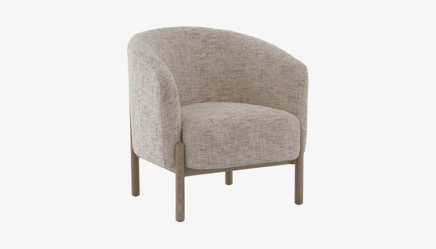 Banbury Accent Chair in Natural Cream Linen & Solid Oak Finish