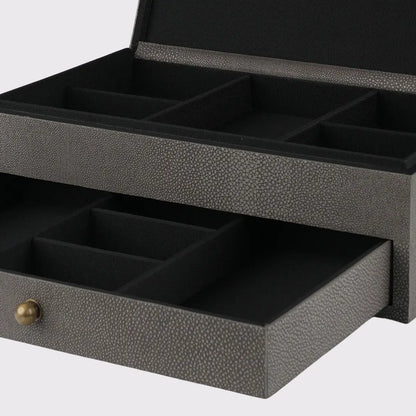 Treasure Box Grey Shagreen Leather