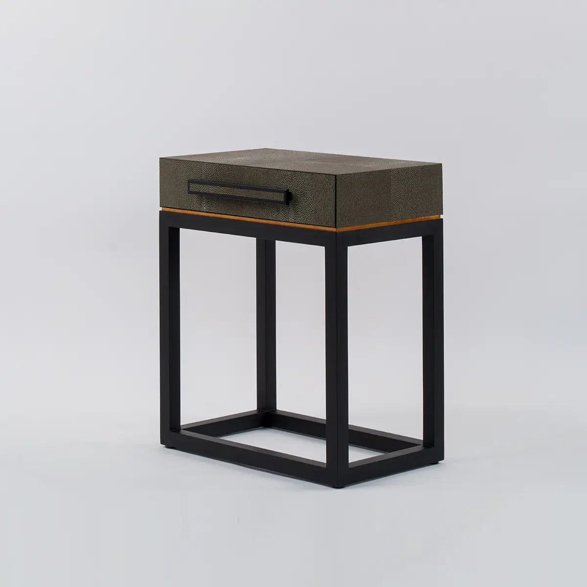 Linea D’Oro Side Table 1 Drawer Shagreen Leather