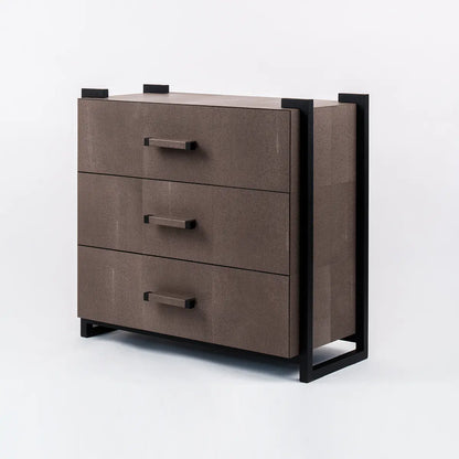 Linea Nera Chest Grey Shagreen Leather